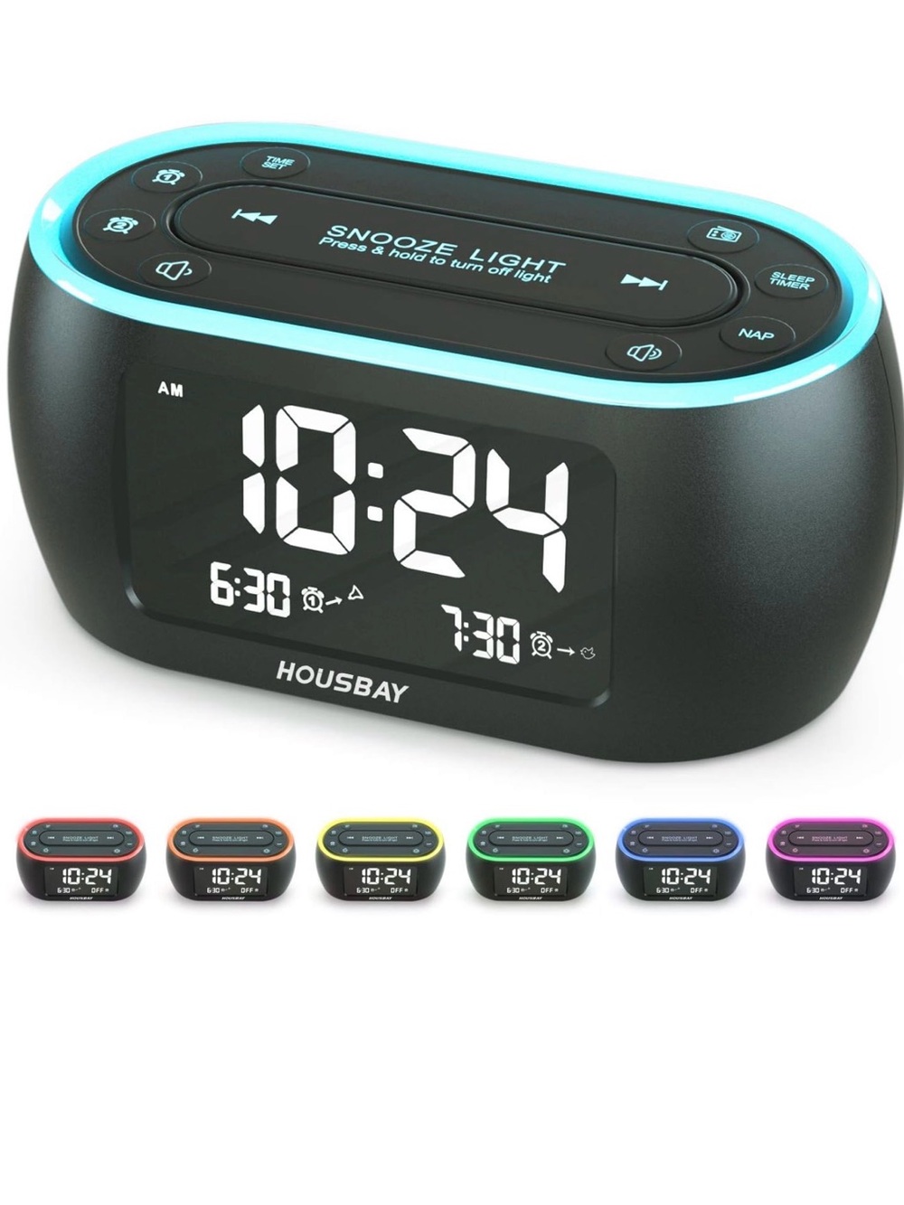 Housbay Digital Alarm Clock - Dual Alarms & Snooze Light